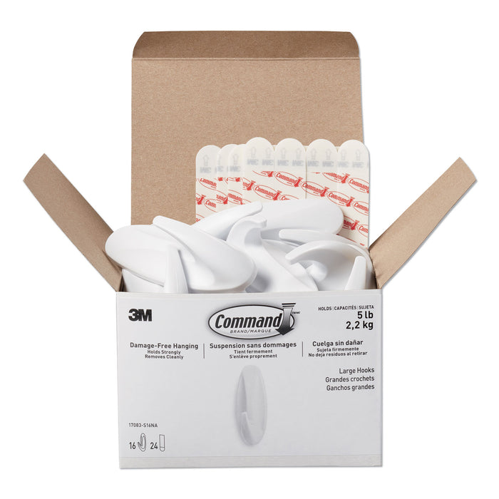 Designer Hooks, Plastic, White, 5 lb Cap, 16 Hooks and 24 Strips/Pack