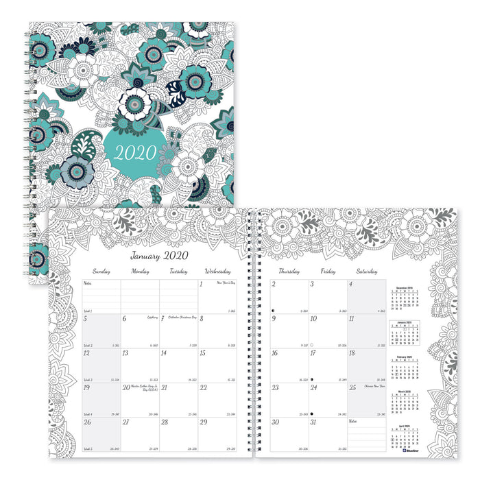 Doodleplan Monthly Planner, 8 7/8 x 7 1/8, Coloring Pages, 2020