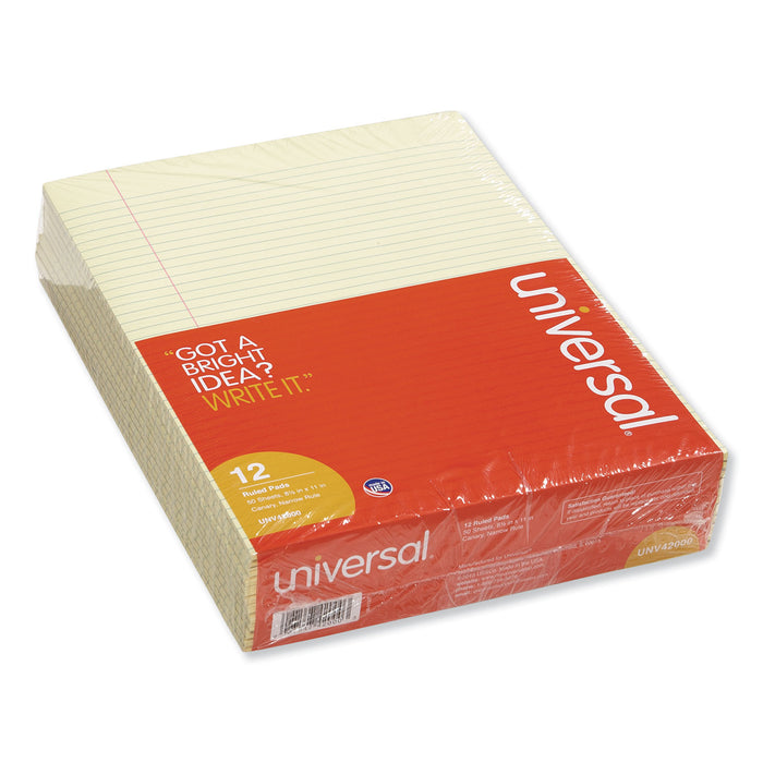 Glue Top Pads, Narrow Rule, 8.5 x 11, Canary, 50 Sheets, Dozen