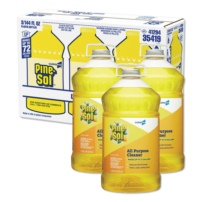 All Purpose Cleaner, Lemon Fresh, 144 oz Bottle, 3/Carton