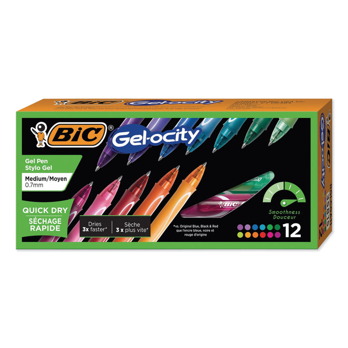Gel-ocity Quick Dry Retractable Gel Pen, 0.7mm, Assorted Ink/Barrel, Dozen