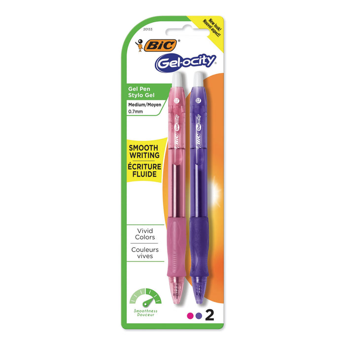 Gel-ocity Retractable Gel Pen, Medium 0.7 mm, Assorted Ink/Barrel, 2/Pack