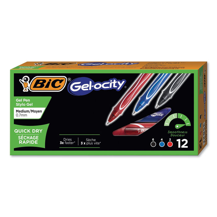 Gel-ocity Quick Dry Retractable Gel Pen, 0.7mm, Assorted Ink/Barrel, Dozen