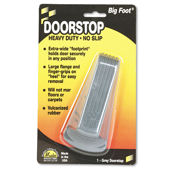Big Foot Doorstop, No Slip Rubber Wedge, 2.25w x 4.75d x 1.25h, Gray