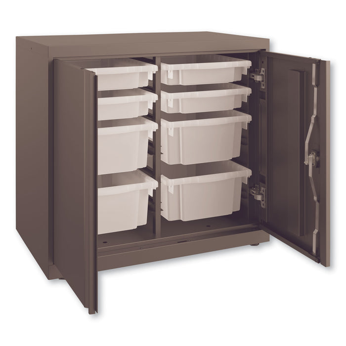 Flagship Storage Cabinet with 4 Small and 4 Medium Bins, 30 x 18 x 28, Charcoal