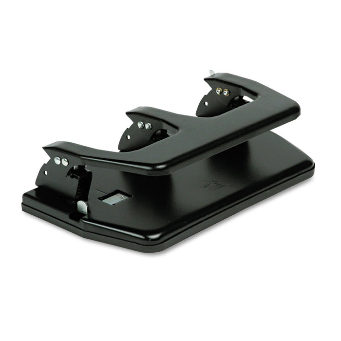 20-Sheet Three-Hole Punch, Oversized Handle, 9/32" Holes, Steel, Black