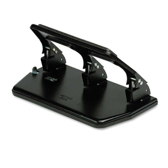 30-Sheet Three-Hole Punch, Padded Handle, 9/32" Holes, Black