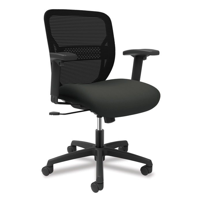 Gateway Mid-Back Task Chair with Arms, Supports up to 250 lbs, Iron Ore Seat, Black Back, Black Base