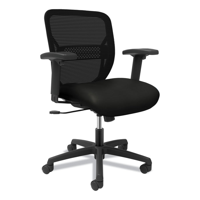 Gateway Mid-Back Task Chair with Arms, Supports up to 250 lbs, Vinyl, Black Seat, Black Back, Black Base