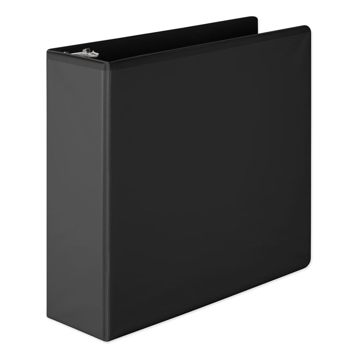 Heavy-Duty Round Ring View Binder with Extra-Durable Hinge, 3 Rings, 3" Capacity, 11 x 8.5, Black