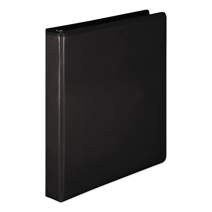 Heavy-Duty Round Ring View Binder with Extra-Durable Hinge, 3 Rings, 1" Capacity, 11 x 8.5, Black