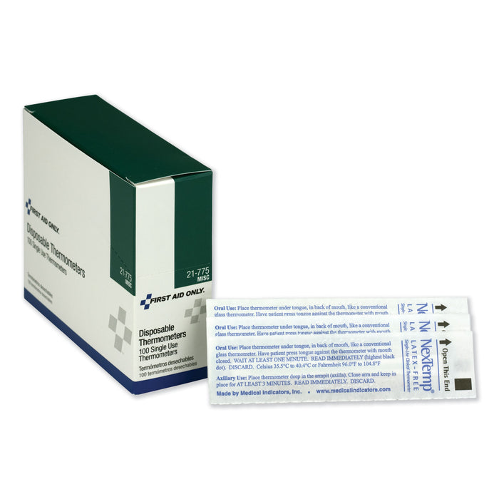 Disposable Thermometer, Dot-Matrix Phase-Change, 100/Box