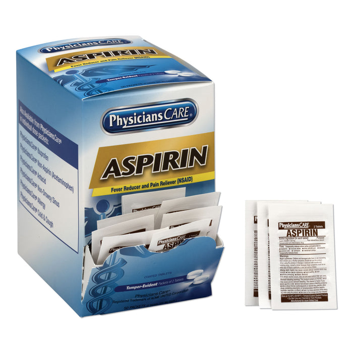 Aspirin Medication, Two-Pack, 50 Packs/Box