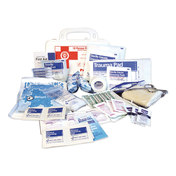 10-Person First Aid Kit, 62 Pieces, 8.5 x 5.5 x 3.25, Plastic Case