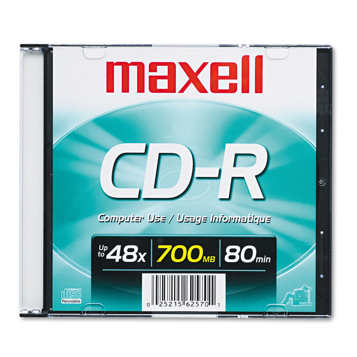 CD-R Disc, 700MB/80min, 48x, w/Slim Jewel Case, Silver