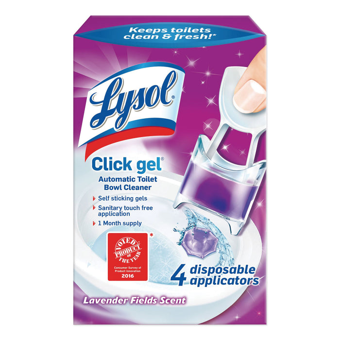 Click Gel Automatic Toilet Bowl Cleaner, Lavender Fields, 0.68 oz, 4/Box, 5 Boxes/Carton