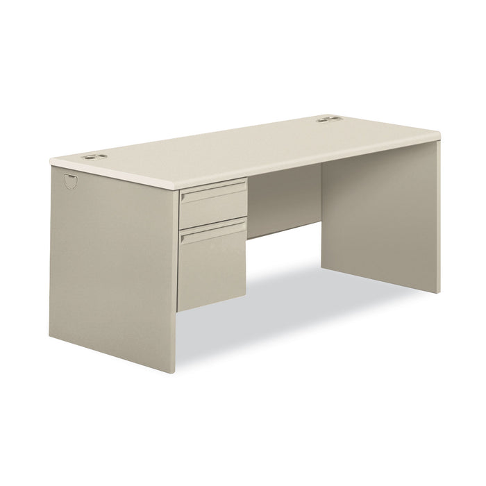 38000 Series Single Pedestal Desk, Left, 66w x 30d x 30h, Silver Mesh/Light Gray