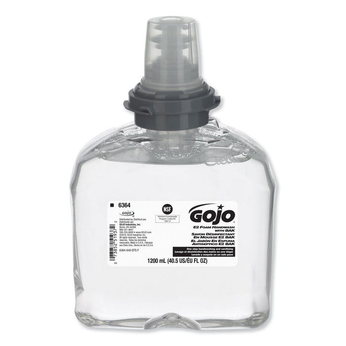 E2 Foam Handwash with BAK, 1,200 mL Refill, 2/Carton