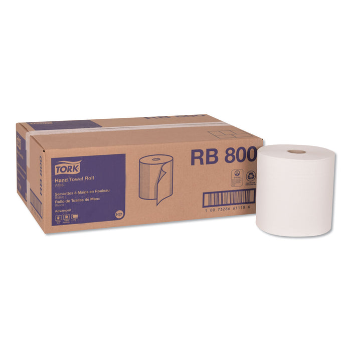 Advanced Hardwound Roll Towel, 7.88" x 800 ft, White, 6 Rolls/Carton