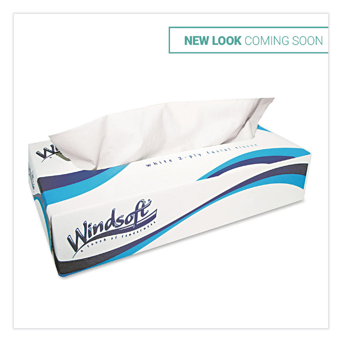 Facial Tissue, 2 Ply, White, Flat Pop-Up Box, 100 Sheets/Box, 30 Boxes/Carton