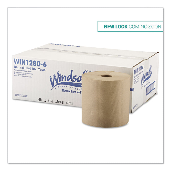 Hardwound Roll Towels, 8" x 800 ft, Natural, 6 Rolls/Carton