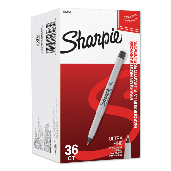 Extra Fine Tip Permanent Marker, Black, 36/Pack