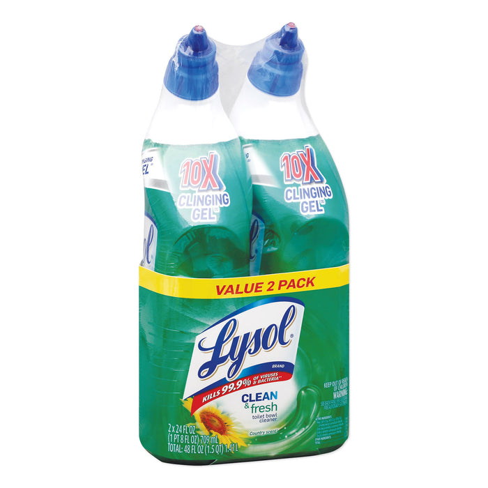 Clean & Fresh Toilet Bowl Cleaner Cling Gel, Country Scent, 24 oz, 2/Pack