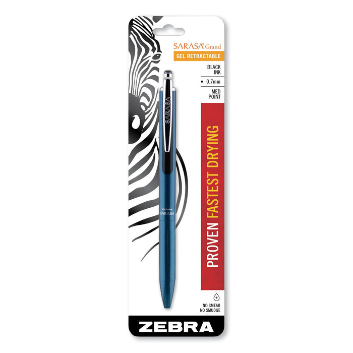 Sarasa Grand Retractable Gel Pen, Medium 0.7 mm, Black Ink, Turquoise Barrel