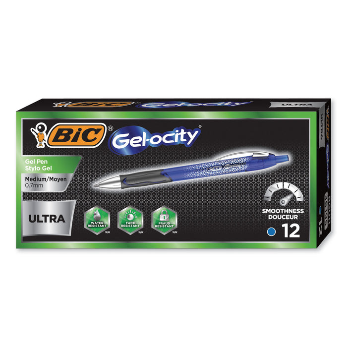 Gel-ocity Ultra Retractable Gel Pen, Medium 0.7 mm, Blue Ink/Barrel, Dozen