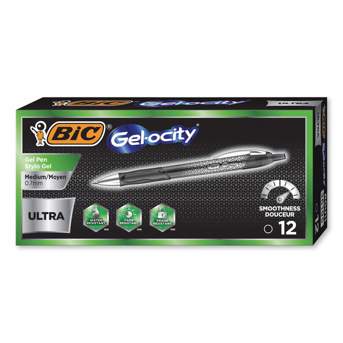 Gel-ocity Ultra Retractable Gel Pen, Medium 0.7 mm, Black Ink/Barrel, Dozen