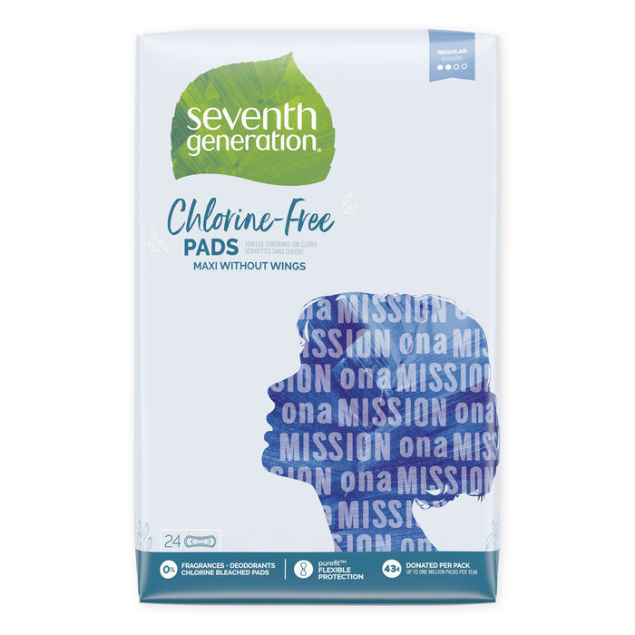 Chlorine-Free Maxi Pads, Regular, 24/Pack, 12 Packs/Carton