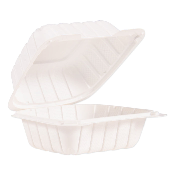 Hinged Lid Containers, 6" x 6.3" x 3.3", White, 400/Carton