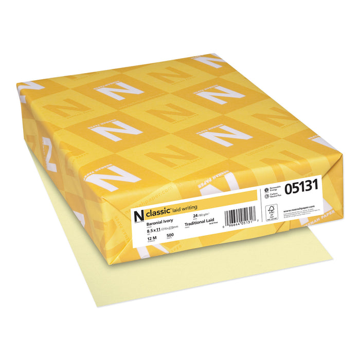 CLASSIC Laid Stationery Writing Paper, 24 lb, 8.5 x 11, Baronial Ivory, 500/Ream