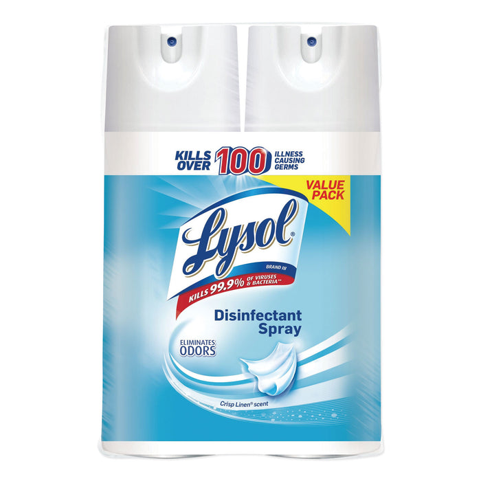 Disinfectant Spray, Crisp Linen, 12.5 oz Aerosol, 2/Pack