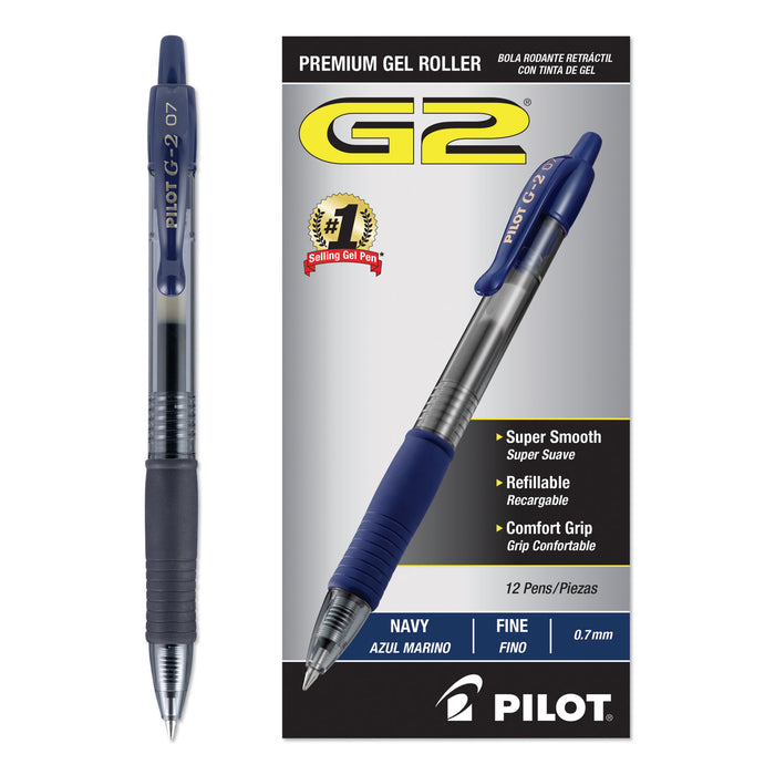 G2 Premium Retractable Gel Pen, 0.7 mm, Blue Ink, Smoke Barrel, Dozen