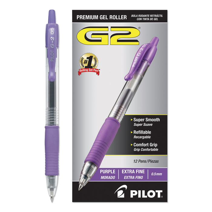 G2 Premium Retractable Gel Pen, 0.5 mm, Purple Ink, Smoke Barrel, Dozen