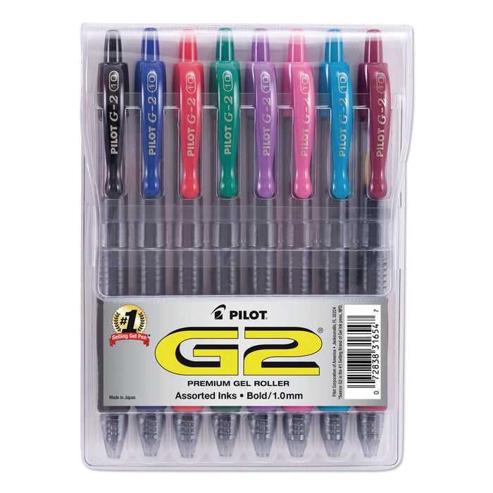 G2 Premium Retractable Gel Pen, Bold 1 mm, Assorted Ink/Barrel, 8/Pack