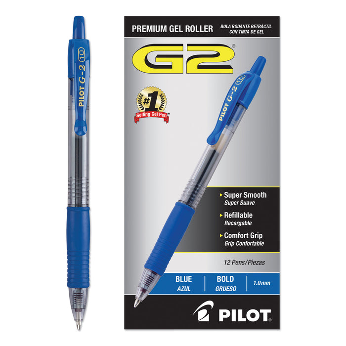 G2 Premium Retractable Gel Pen, 1 mm, Blue Ink, Smoke Barrel, Dozen