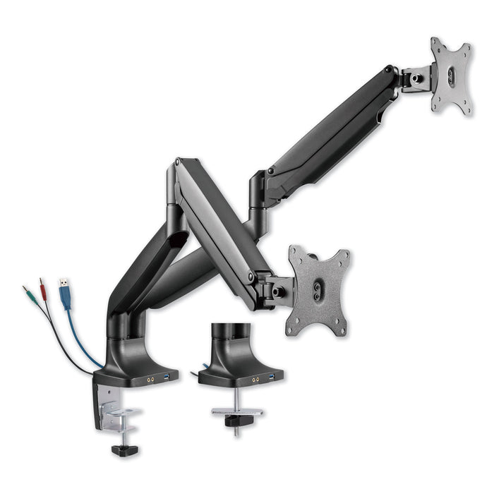 AdaptivErgo Heavy-Duty Articulating Dual Monitor Arm with USB and Audio, 30", Black