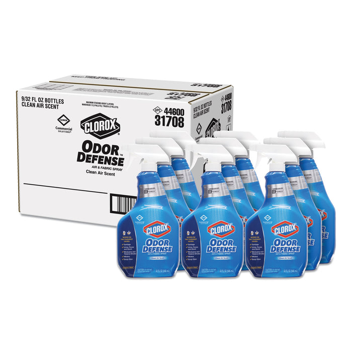 Commercial Solutions Odor Defense Air/Fabric Spray, Clean Air, 32 oz Bottle, 9/Carton