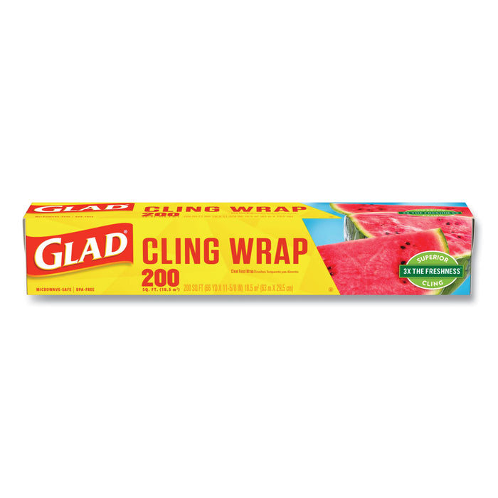 ClingWrap Plastic Wrap, 200 Square Foot Roll, Clear, 12/Carton
