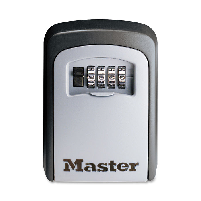 Locking Combination 5 Key Steel Box, 3 1/4w x 1 1/2d x 4 5/8h, Black/Silver