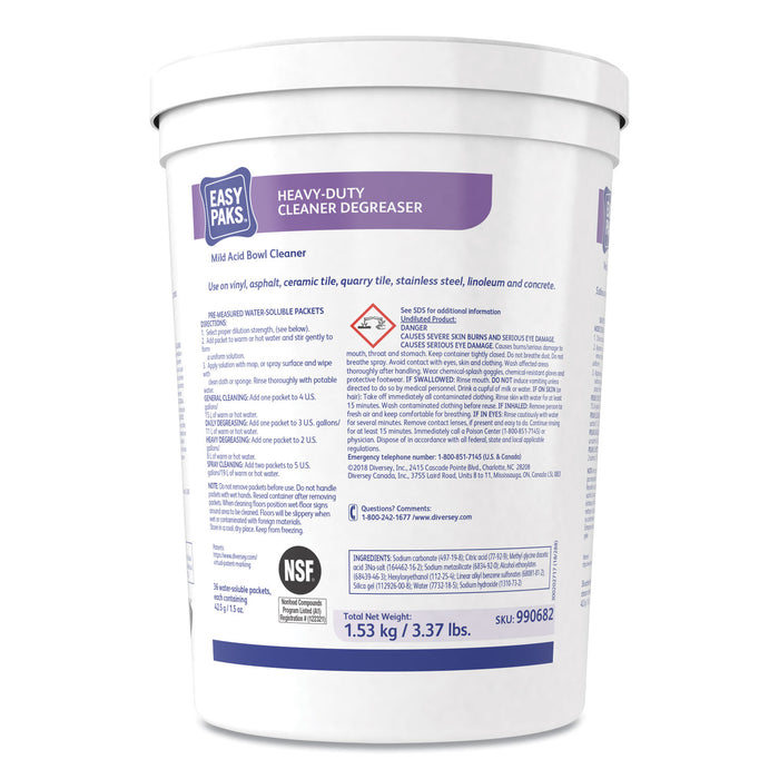 Heavy-Duty Cleaner/Degreaser, 1.5 oz Packet, 36/Tub, 2 Tubs/Carton