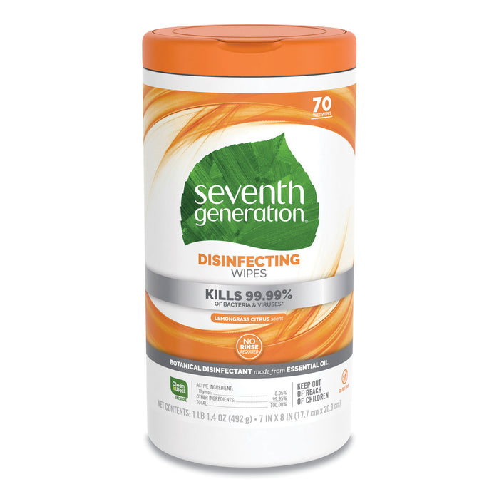 Botanical Disinfecting Wipes, 7 x 8, 70 Count, 6/Carton