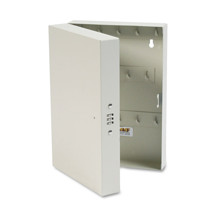Hook-Style Key Cabinet, 28-Key, Steel, Putty, 7-3/4"w x 3-1/4"d x 11-1/2"h