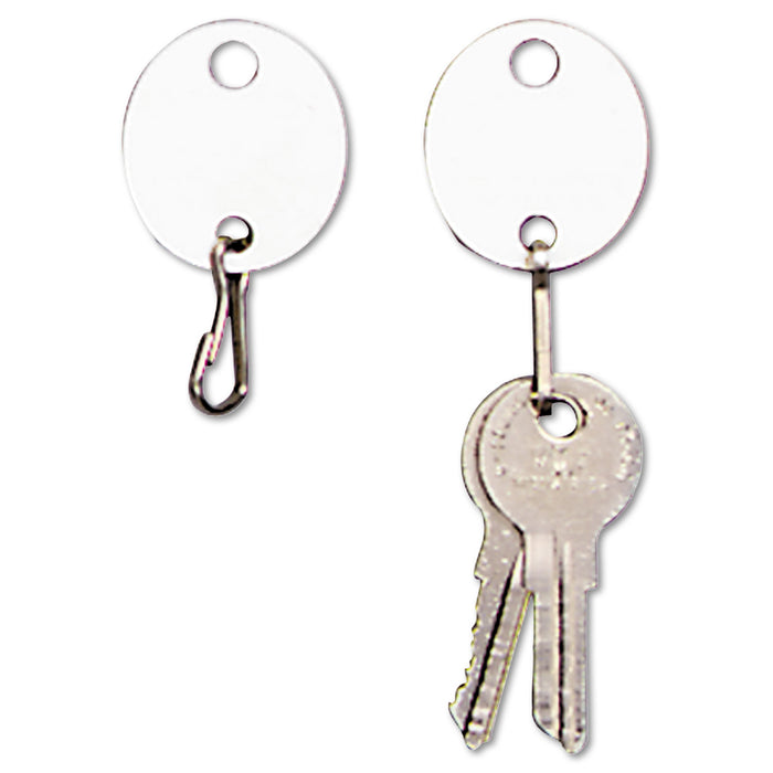 Oval Snap-Hook Key Tags, Plastic, 1 1/8 x 1 1/4, White, 20/Pack