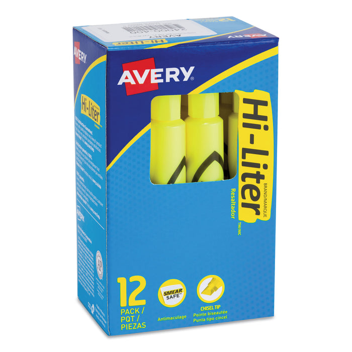 HI-LITER Desk-Style Highlighters, Chisel Tip, Fluorescent Yellow, Dozen