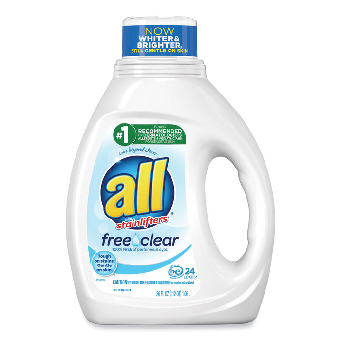 Ultra Free Clear Liquid Detergent, Unscented, 36 oz Bottle, 6/Carton