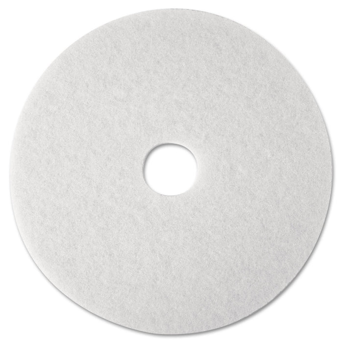 Super Polish Floor Pad 4100, 12" Diameter, White, 5/Carton