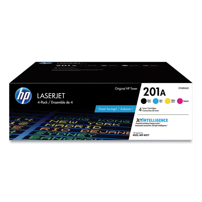 HP 201A, (CF400AQ1) 4-Pack Black/Cyan/Magenta/Yellow Original LaserJet Toner Cartridges